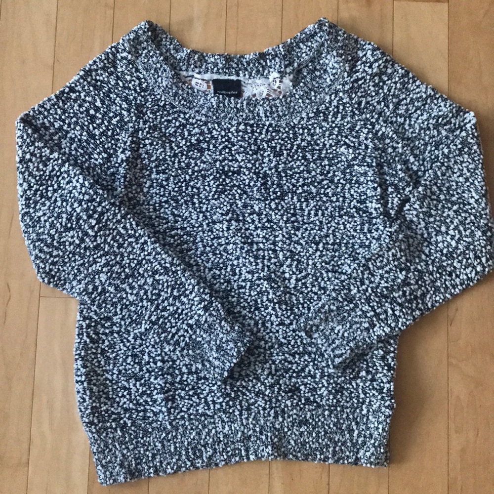 Adorable Boucle Sweater W/ Open Lace Back